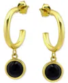 Giani Bernini Onyx Bezel Dangle Hoop Earrings In 18k Gold-plated Sterling Silver, Created For Macy's In Gold