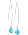 Giani Bernini Pave Crystal Ball On A Thread Wire Earrings Set In Sterling Silver. Available In Clear, Dark Blue Or In Light Blue