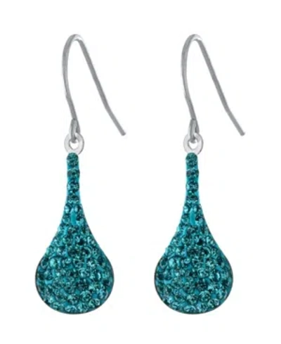 Giani Bernini Pave Crystal Wire Teardrop Earrings In Sterling Silver In Light Aqua