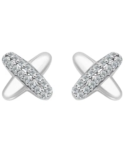 Giani Bernini Pave Cubic Zirconia (1/2 Ct. T.w.) X-shape Post Earrings, Macy's Exclusive In Metallic