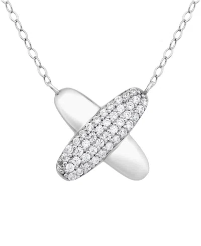 Giani Bernini Pave Cubic Zirconia (3/4 Ct. T.w.) X-frontal Pendant Necklace, Macy's Exclusive In Metallic