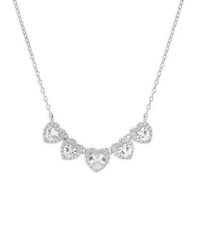 Giani Bernini Pave Cubic Zirconia 5 Heart Necklace In Sterling Silver, Created For Macy's