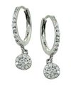 Giani Bernini Pave Cubic Zirconia Disc Charm Drop Huggie Hoop Earring In Sterling Silver In Silver