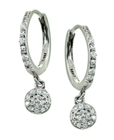 Giani Bernini Pave Cubic Zirconia Disc Charm Drop Huggie Hoop Earring In Sterling Silver