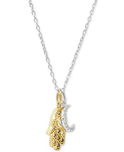 Giani Bernini Pave Moon & Hamsa Hand 18" Pendant Necklace, Created For Macy's In Multi