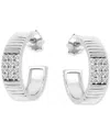 Giani Bernini Pave Ribbed Small C-hoop Earrings In Sterling Silver, 0.62" (also In 18k Gold-plated Sterling Silver