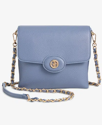 Giani Bernini Pebble East West Small Flap Crossbody, Exclusively At Macy's In Blue