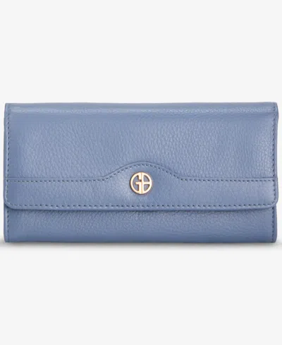 Giani Bernini Pebble Leather Receipt Wallet, Exclusively At Macy's In Blue