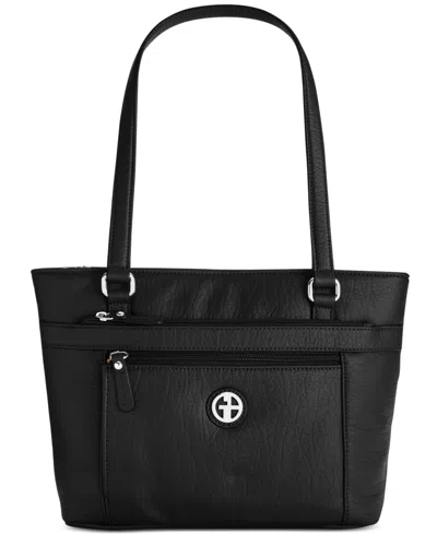 Giani Bernini Pebble Tote, Created For Macy's In Black,black,silver