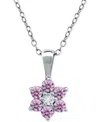Giani Bernini Pink & White Cubic Zirconia Flower Necklace In Sterling Silver, 16" + 2" Extender, Created For Macy' In Pink