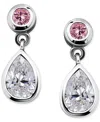 Giani Bernini Pink & White Cubic Zirconia Round & Pear Bezel Drop Earrings, Exclusively At Macy's In Metallic