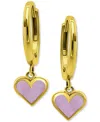 Giani Bernini Pink Shell Heart Dangle Hoop Drop Earrings In 18k Gold-plated Sterling Silver, Created For Macy's In Pink Shell
