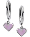 Giani Bernini Pink Shell Heart Dangle Hoop Drop Earrings In Sterling Silver, Created For Macy's In Pink Shell