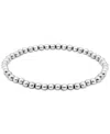 Giani Bernini Polished Beaded Stretch Bracelet (4mm) In 18k Gold Over Sterling Silver, Exclusively At Macy's In Silver