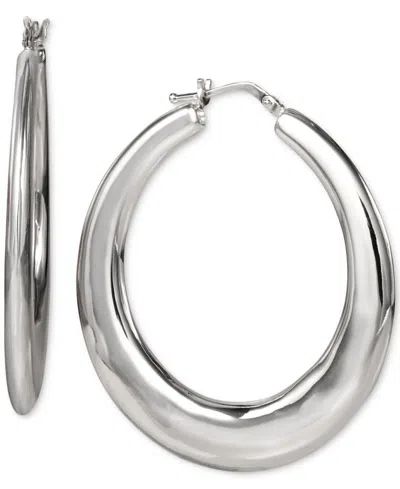 Giani Bernini Polished Graduated Oval Medium Hoop Earrings In Sterling Silver, Created For Macy's