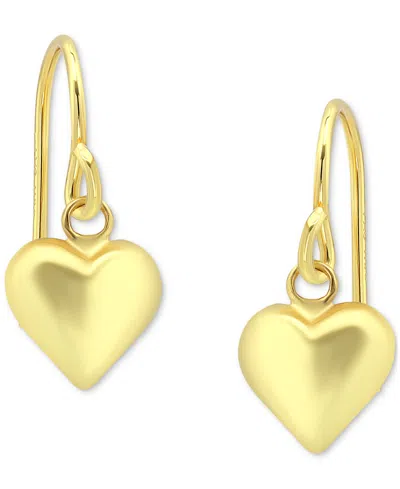 Giani Bernini Polished Heart Drop Earrings, Exclusively At Macy's In Gold Over Silver