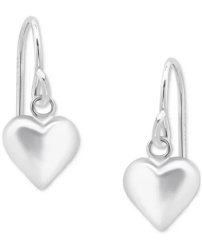 Giani Bernini Polished Heart Drop Earrings, Exclusively At Macy's In Silver
