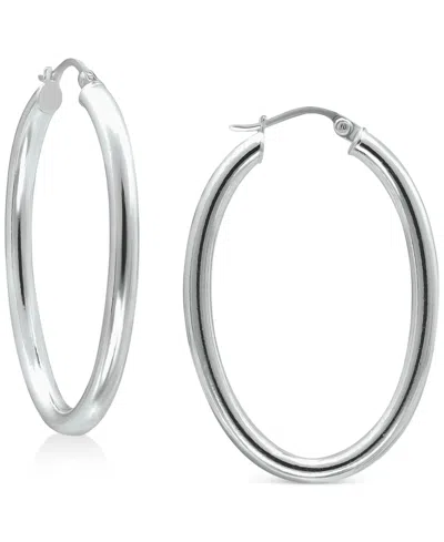 Giani Bernini Polished Oval Medium Hoop Earrings, 25mm, Created For Macy's In Silver
