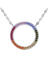 Giani Bernini Rainbow Cubic Zirconia Circle Pendant Necklace In Sterling Silver, 16" + 2" Extender, Created For Ma In Rainbow