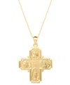 GIANI BERNINI RELIGIOUS FIGURES SQUARE CROSS 18" PENDANT NECKLACE IN 18K GOLD-PLATED STERLING SILVER, CREATED FOR 