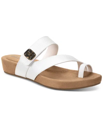 Giani Bernini Women's Rilleyy Memory Foam Footbed Flat Sandals, Created For Macy's In White Lizard