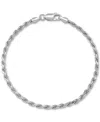 Giani Bernini Rope Link Ankle Bracelet In Sterling Silver, Created For Macy's In Silver