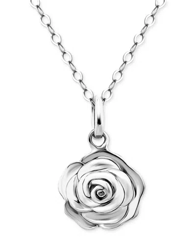 Giani Bernini Rose Pendant Necklace, 16" + 2" Extender In Sterling Silver Or 18k Gold Over Sterling Silver, Exclus