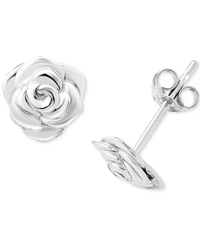 Giani Bernini Rose Stud Earrings In Sterling Silver Or 18k Gold-plated Sterling Silver, Exclusively At Macy's