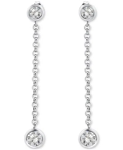 Giani Bernini Round Bezel Set Stone Drop Earrings (2-3/8 Ct. T.w.) In Sterling Silver, Macy's Exclusive In Metallic