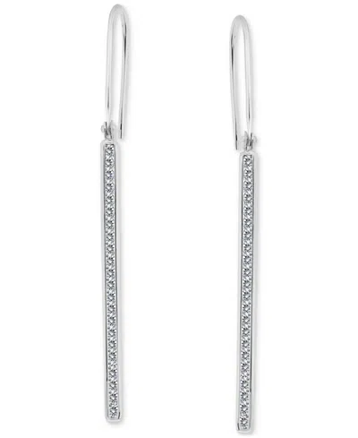 Giani Bernini Round Channel Set Cubic Zirconia Linear Fish Hook Drop Earrings In Metallic