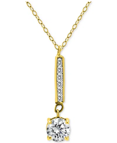 Giani Bernini Round Cubic Zirconia Bar Drop Pendant Necklace, 16" + 2" Extender, Macy's Exclusive In Gold