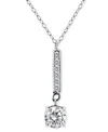 Giani Bernini Round Cubic Zirconia Bar Drop Pendant Necklace, 16" + 2" Extender, Macy's Exclusive In Silver
