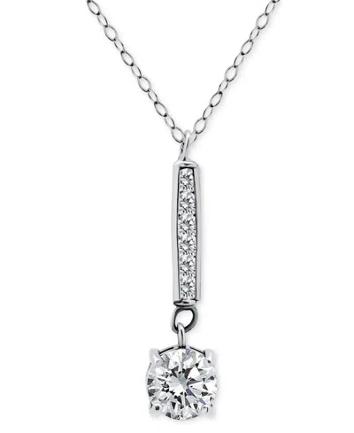 Giani Bernini Round Cubic Zirconia Bar Drop Pendant Necklace, 16" + 2" Extender, Macy's Exclusive In Silver