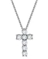 Giani Bernini Cubic Zirconia Cross Pendant Necklace, 16" + 2" Extender, Exclusively At Macy's In Gold
