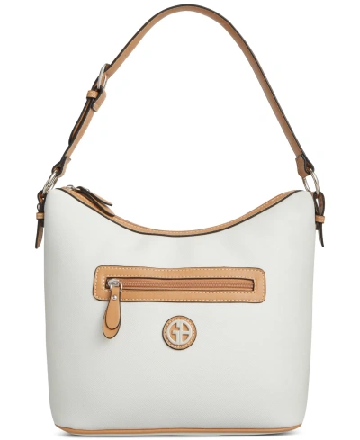 Giani Bernini Saffiano Faux Leather Medium Hobo Bag, Created For Macy's In White