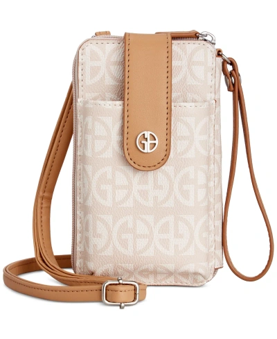 Giani Bernini Signature North South Tech Wallet Crossbody, Created For Macy's In Tapioca