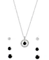 Giani Bernini Silver-tone Cubic Zirconia Round Pendant Necklace And 3 Of Pair Stud Earrings Set In Metallic