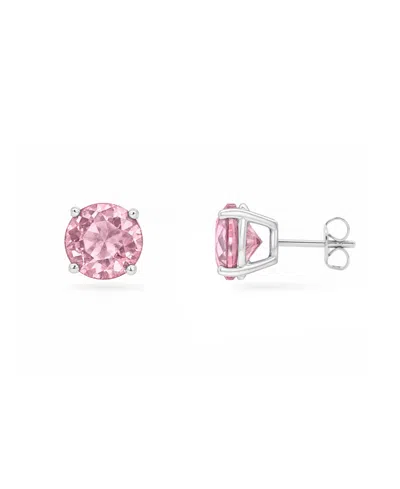 Giani Bernini Silver-tone Cubic Zirconia Round Stud Earrings In Pink