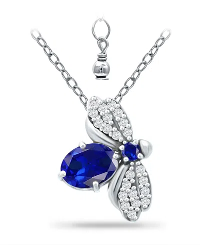 Giani Bernini Simulated Blue Sapphire And Cubic Zirconia Bee Pendant In Metallic