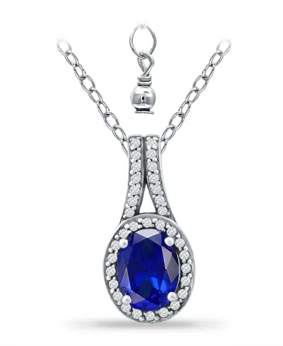 Giani Bernini Simulated Blue Sapphire And Cubic Zirconia Halo Pendant In Multi