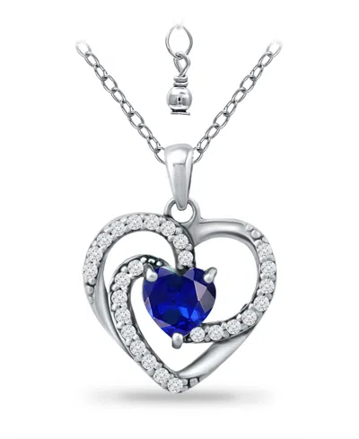 Giani Bernini Simulated Blue Sapphire And Cubic Zirconia Heart Pendant In Multi