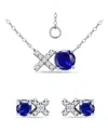 Giani Bernini Simulated Blue Sapphire And Cubic Zirconia "xo" Pendant And Earring Set, 3 Piece