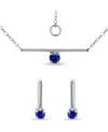 Giani Bernini Simulated Blue Sapphire Bar Pendant And Earring Set, 3 Piece In Metallic