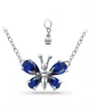 Giani Bernini Simulated Blue Sapphire Butterfly Necklace In Metallic