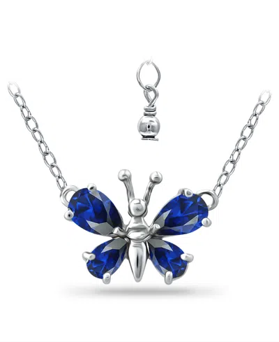 Giani Bernini Simulated Blue Sapphire Butterfly Necklace In Metallic