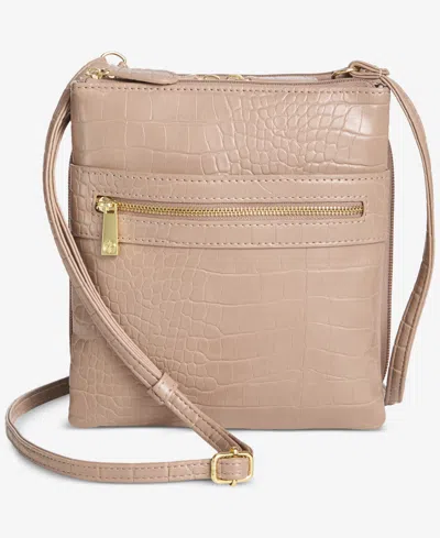 Giani Bernini Small Croc Dasher Crossbody, Exclusively At Macy's In Hummus