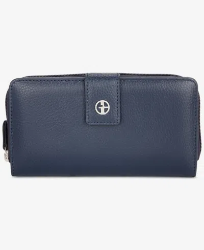 Giani Bernini Softy Leather All In One Wallet, Created For Macy's In Blue