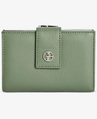 Giani Bernini Softy Leather Framed Colorblock Wallet, Created For Macy's In Green