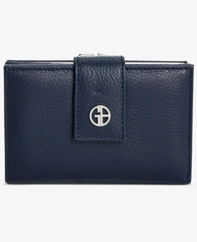 Giani Bernini Softy Leather Framed Colorblock Wallet, Created For Macy's In Blue