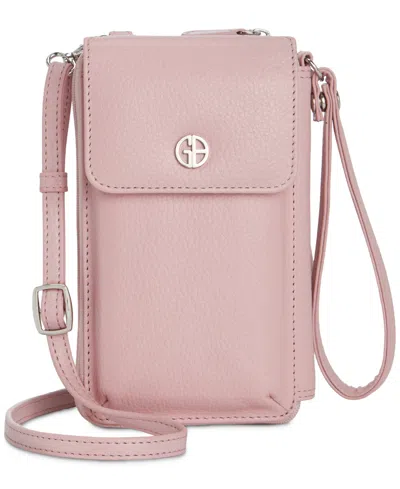 Giani Bernini Softy Leather Tech Crossbody Wallet, Created For Macy's In Pink